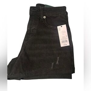 Women's High-Rise Rolled Cuff Distressed Jean Shorts  Wild Fable Black Size 4